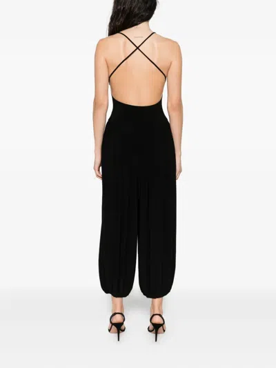 Norma Kamali Kelly Ankle Length Jumpsuit With Cross-back Design In Black
