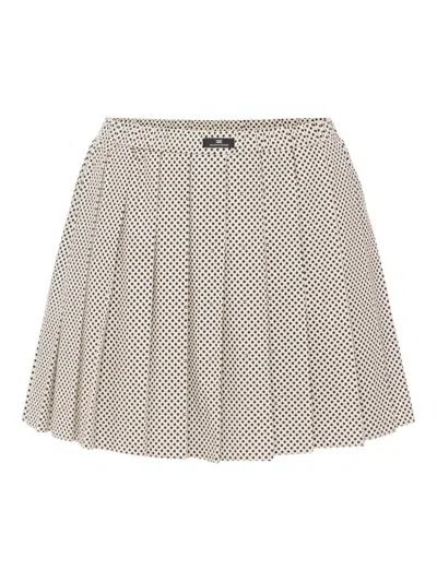 Elisabetta Franchi Pleated Polka-dot Skirt In Neutral
