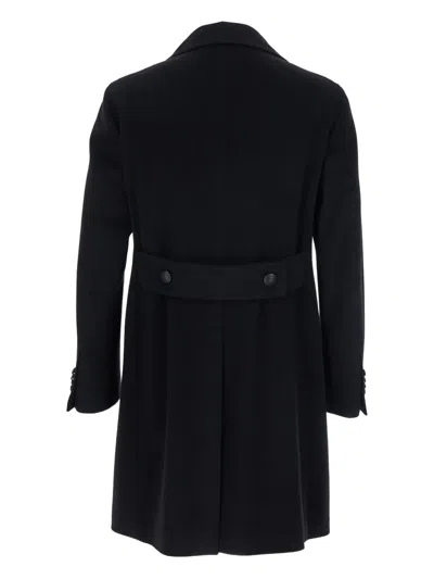 Tagliatore 'arden' Black Double-breasted Coat With Notched Revers In Black