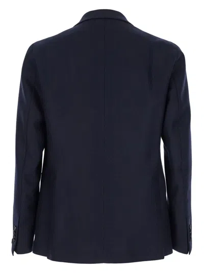 Tagliatore Blue Single-breasted Jacket With Notched Revers In Blue