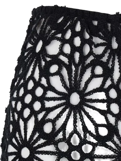 Norma Kamali Flower-crochet Trousers In Black