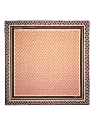 Sergio Rossi Scale-pattern Silk Scarf In Gold