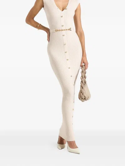 Manière De Voir Helen Ribbed Maxi Dress In Neutral