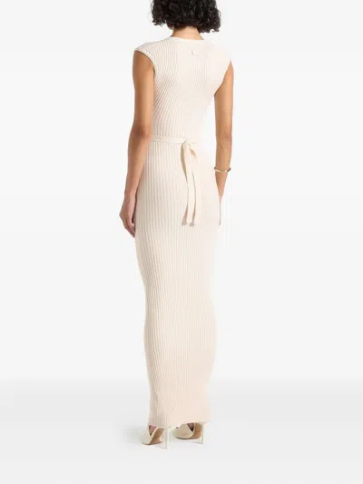 Manière De Voir Helen Ribbed Maxi Dress In Neutral