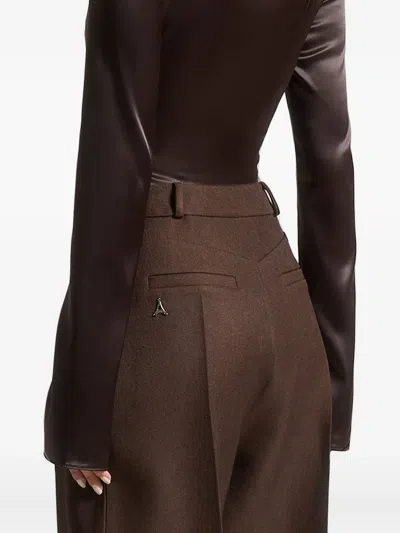 Manière De Voir Louise Shoulder-padded Satin Bodysuit