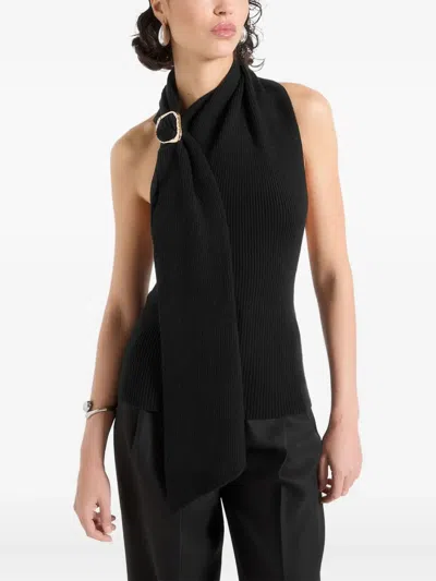 Manière De Voir Elodie Draped Halterneck Knitted Top