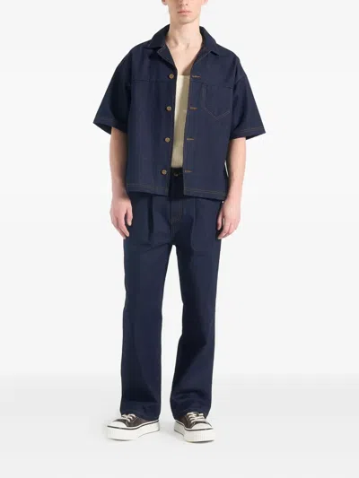 Manière De Voir Revere Collar Denim Shirt