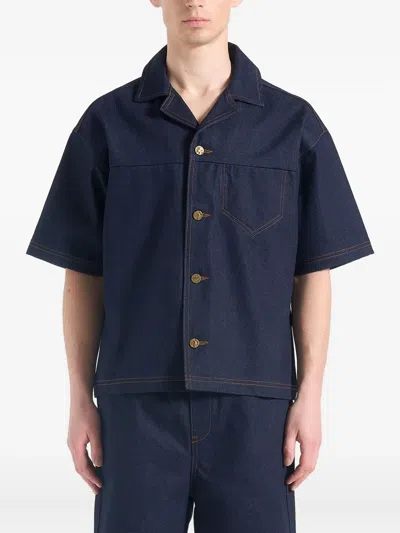 Manière De Voir Revere Collar Denim Shirt