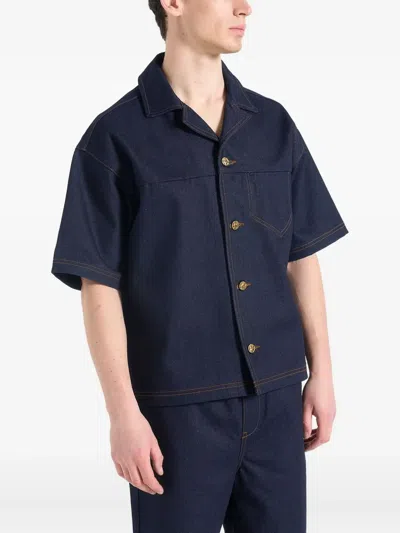 Manière De Voir Revere Collar Denim Shirt