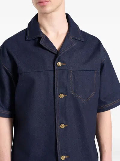 Manière De Voir Revere Collar Denim Shirt