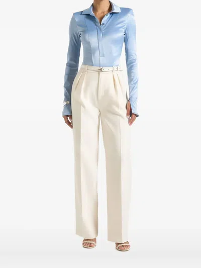 Manière De Voir Louise Pointed-collar Satin Bodysuit