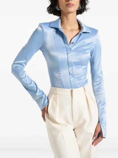 Manière De Voir Louise Pointed-collar Satin Bodysuit