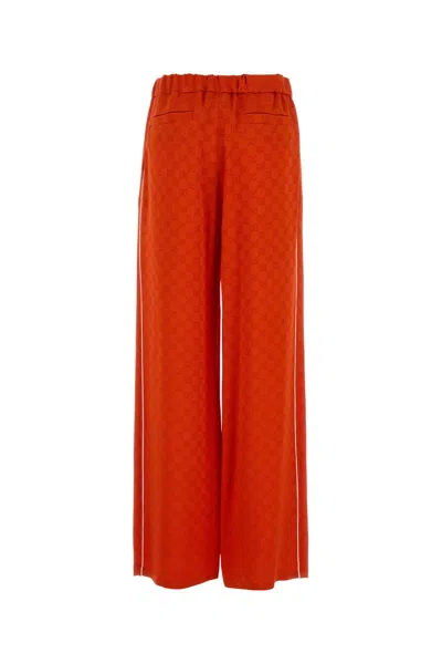 Gucci Satin Pant Pyjama Stripe Detail In Red