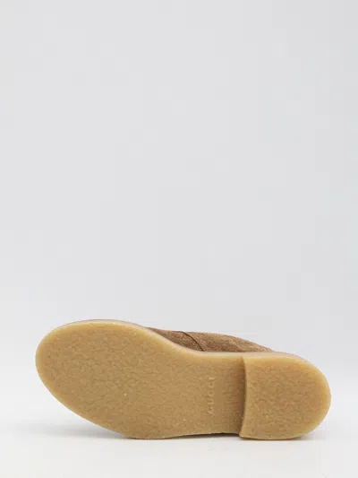 Gucci Brown Oxford Shoes With Web Detail On The Heel And Low Heel In Gg Canvas Man In Brown