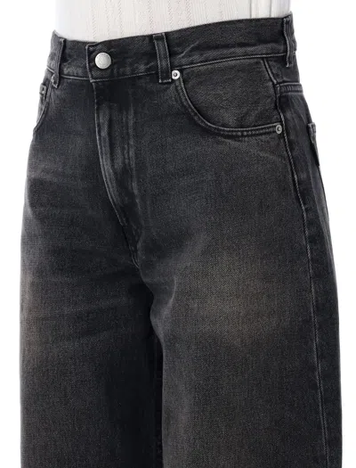 Haikure High-waisted Wide-leg Jeans With Vintage Faded Finish In Black