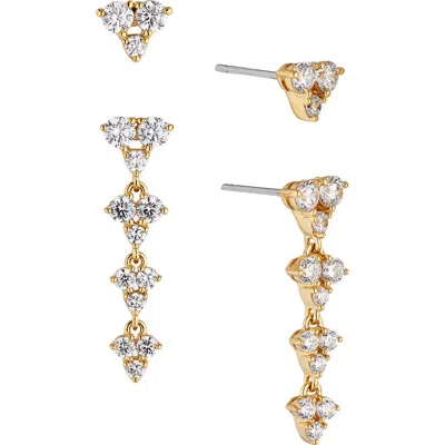 Nadri Pave The Way Set Of 2 Crystal Stud & Linear Drop Earrings