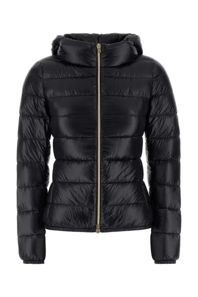 Herno Hooded Padded Quilted Down Jacket In Black