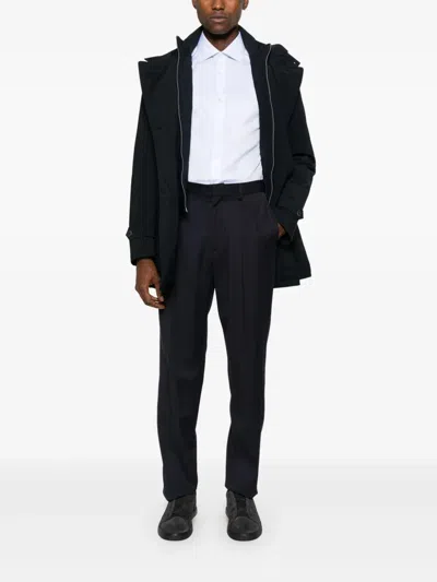 Herno Double-breasted Nylon Down Jacket In Black