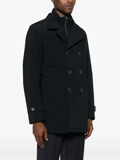 Herno Double-breasted Nylon Down Jacket In Black