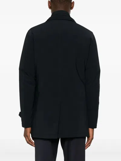 Herno Double-breasted Nylon Down Jacket In Black