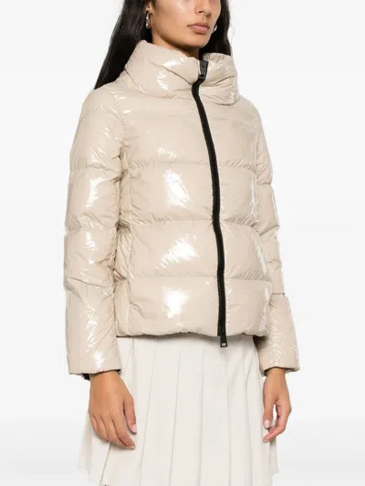 Herno Glossy Finish Puffer Jacket In Neutral