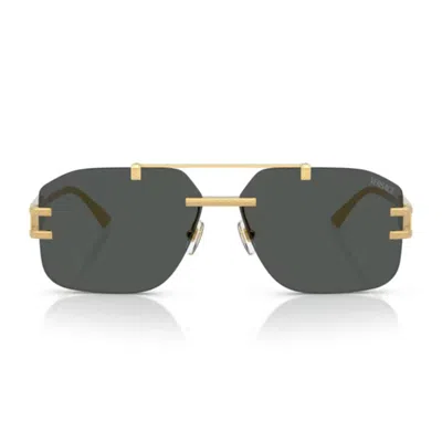 Versace 60mm Rectangular Sunglasses In Gray