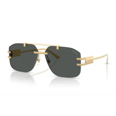 Versace 60mm Rectangular Sunglasses In Gray