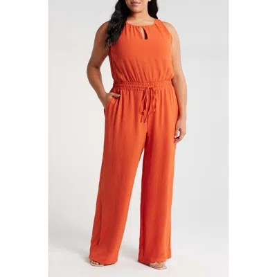 Tahari Asl Smock Waist Wide Leg Jumpsuit