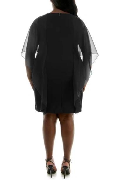 Nina Leonard Popover Chiffon Sheath Dress In Black