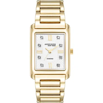 Anne Klein Three Hand Quartz Diamond Dial Bracelet Watch, 26mm X 37mm