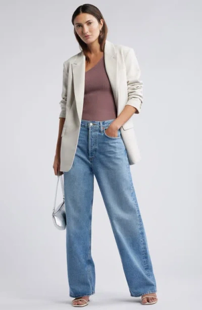 Open Edit Luxe Sculpt Rib One-shoulder Top