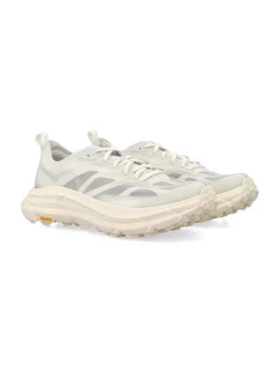 Hoka Off White Lace Up Sneakers In Gray