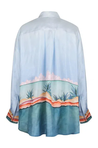 Zimmermann Illustration Oversized Shirt In Blue