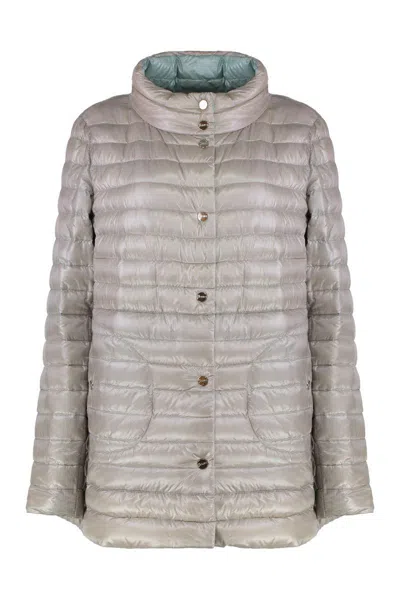 Herno A-shape Techno-nylon Down Jacket In Green