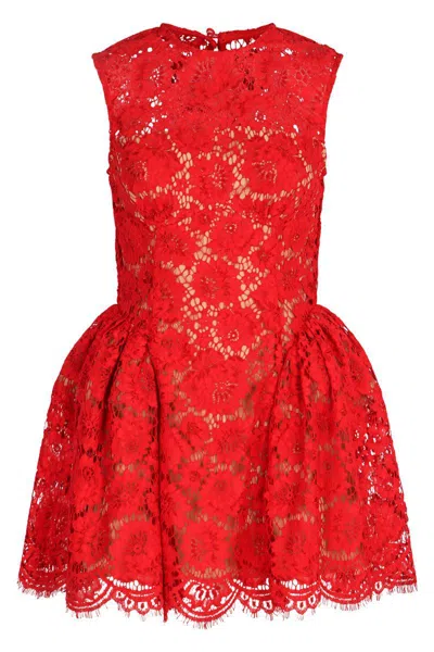 Self-portrait Lace Mini Dress In Red