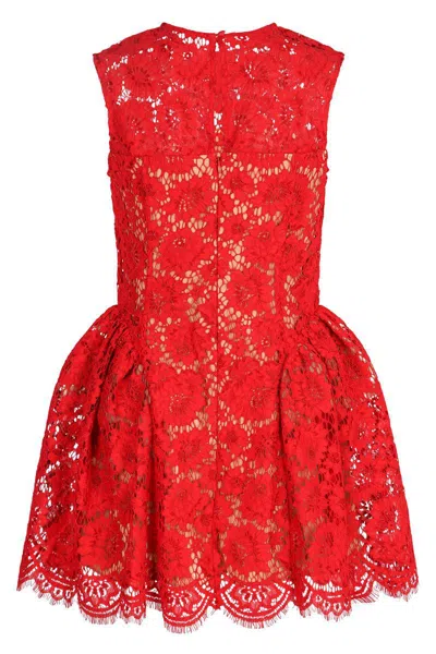 Self-portrait Lace Mini Dress In Red