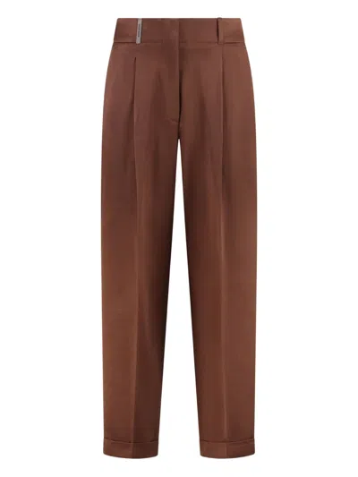 Peserico Cotton Blend Trousers In Brown