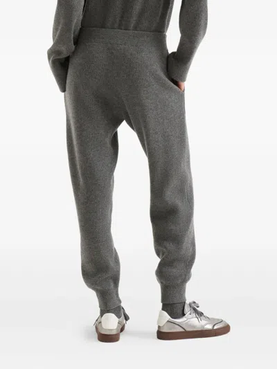 Brunello Cucinelli Vanise Sparkling Knitted Trousers In English Rib In Gray