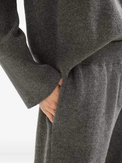 Brunello Cucinelli Vanise Sparkling Knitted Trousers In English Rib In Gray