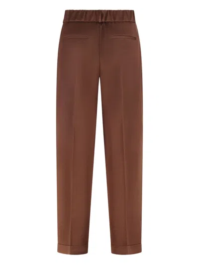 Peserico Cotton Blend Trousers In Brown