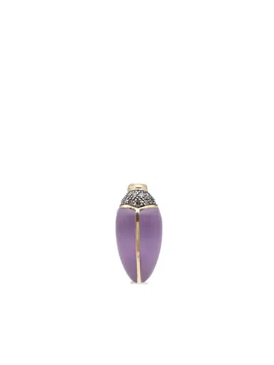 Bibi Van Der Velden 18k Yellow Gold Mini Scarab Diamond And Amethyst Earrings In Purple