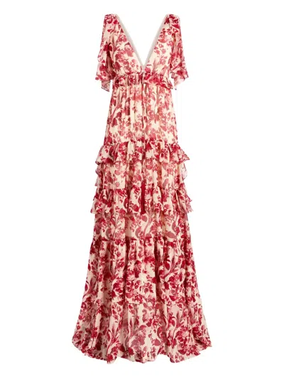 Cinq À Sept Cinq A Sept Floral Ribbons Omelia Gown In Red