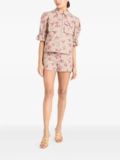 Cinq À Sept Holly Floral Puff-sleeve Jacket In Pink