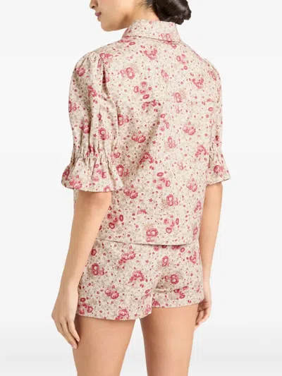 Cinq À Sept Holly Floral Puff-sleeve Jacket In Pink