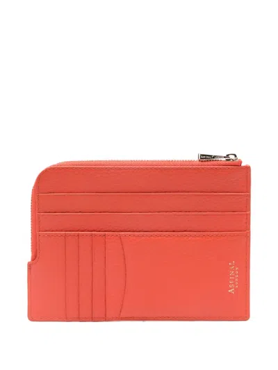 Aspinal Of London Orange Logo-embossed Zip-fastened Pebble-leather Travel Wallet In Orange