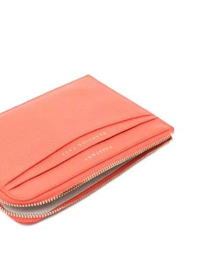 Aspinal Of London Orange Logo-embossed Zip-fastened Pebble-leather Travel Wallet In Orange