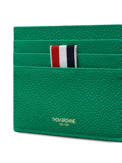 Thom Browne Pebble-leather Cardholder In Green