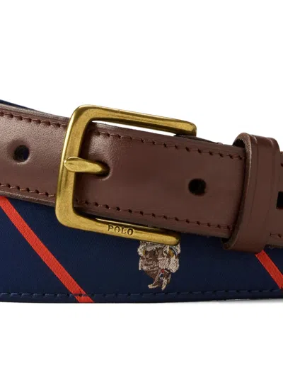 Polo Ralph Lauren Polo Bear Ribbon-striped Belt In Brown