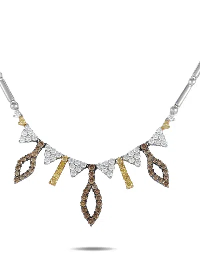 Pre-owned Lb Exclusive 18k White Gold Diamond Necklace In Silver
