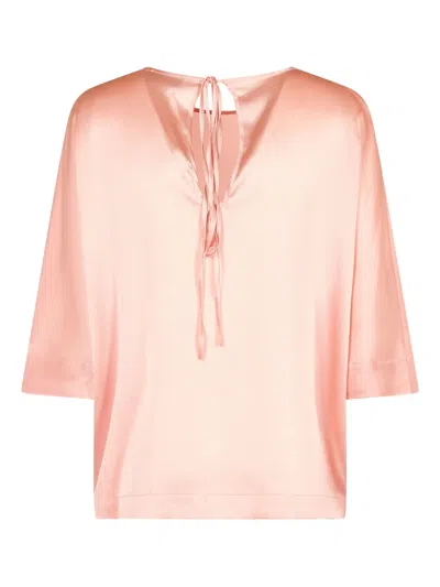 Roberto Collina Tie-back Satin Blouse In Pink